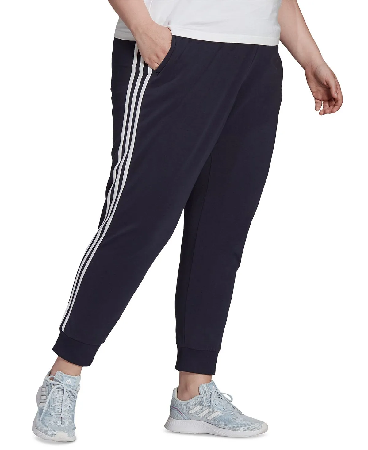 adidas plus size essentials 3 stripe tapered trousers, multi