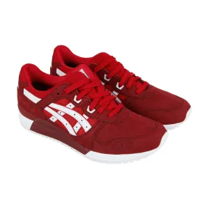 Asics Gel Lyte III H7K4Y-2301 Mens Red Suede Lace Up Lifestyle Sneakers Shoes