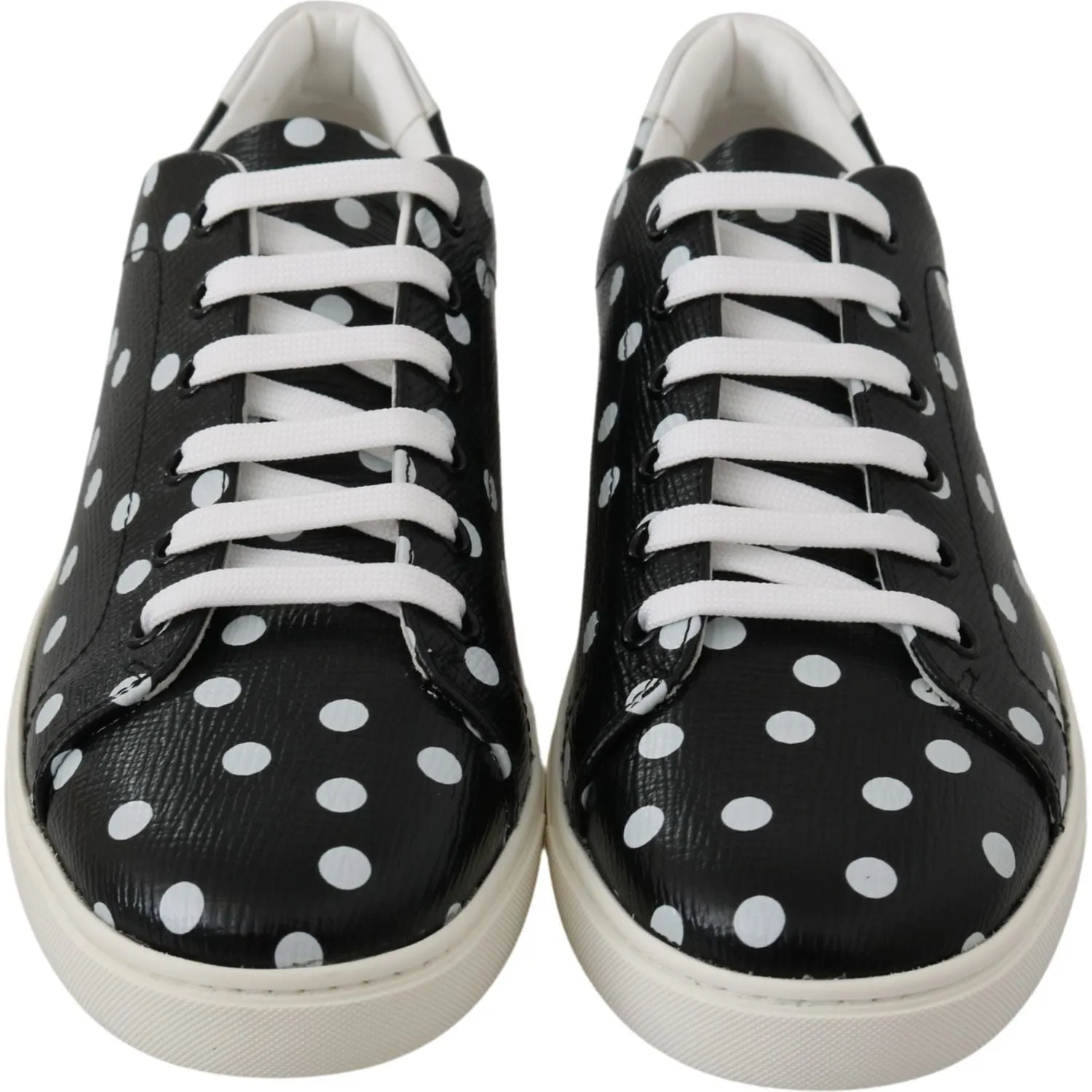 Dolce & Gabbana Black Polka Dotted Leather Sneakers