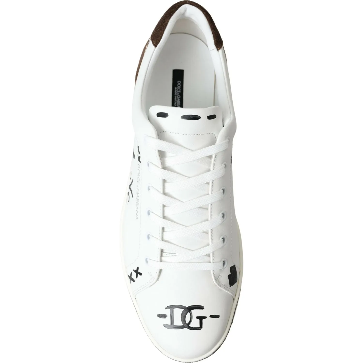 Dolce & Gabbana Sleek White Leather Casual Sneakers