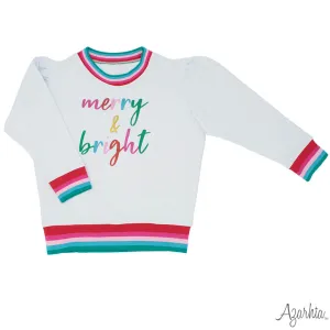 Holly White sweatshirt Glitter Merry & Bright