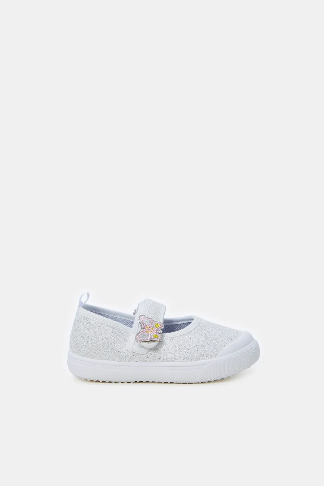 Infant Girls White Lace Velcro Pump