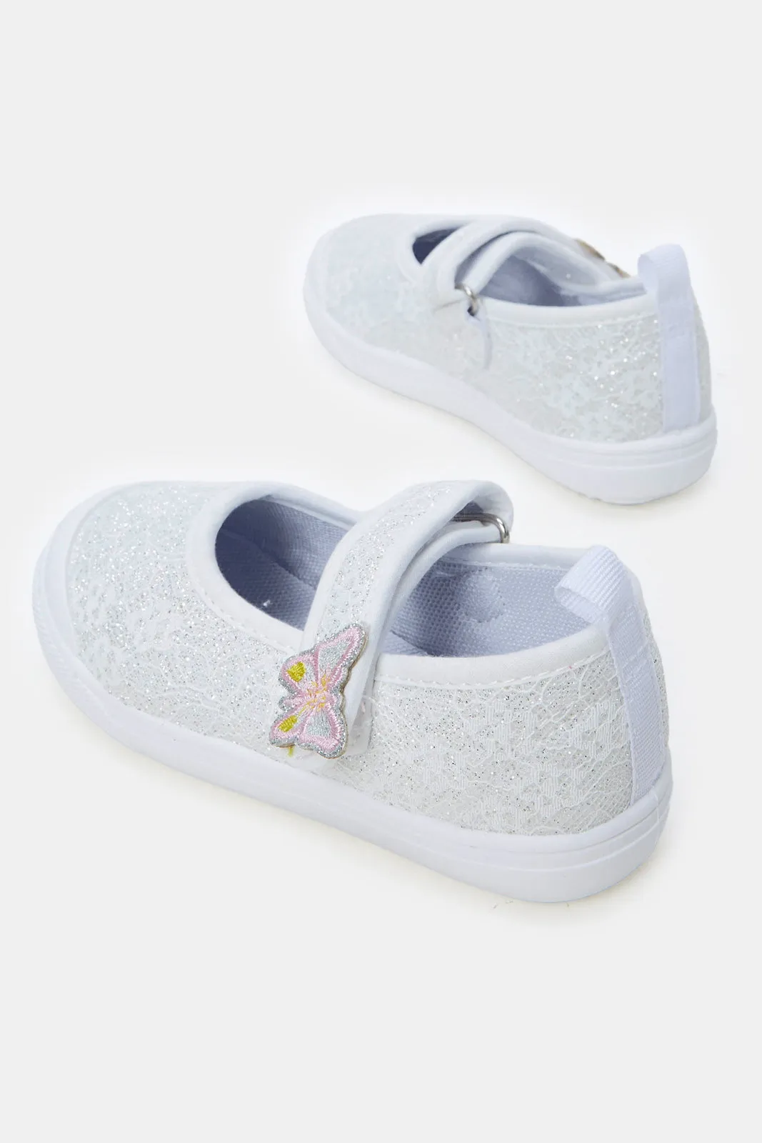 Infant Girls White Lace Velcro Pump