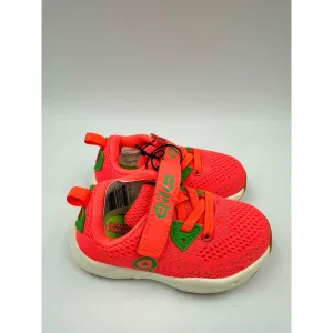 Small Kid Size 6, Neon Orange & Green Sneaker with Straps and White Sole