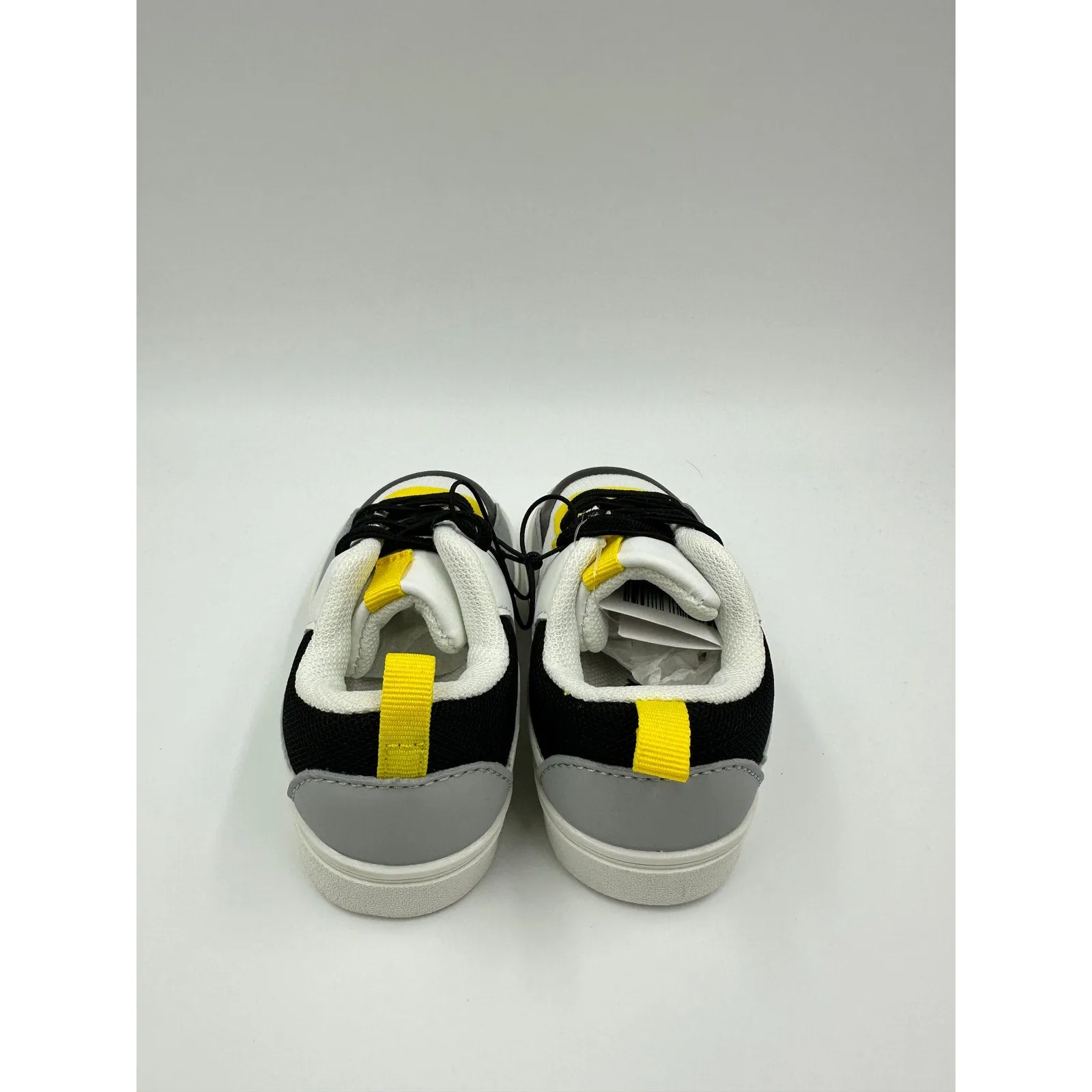 Toddler Size 7, White Fashion Sneaker with Black, Gray & Yellow Accents