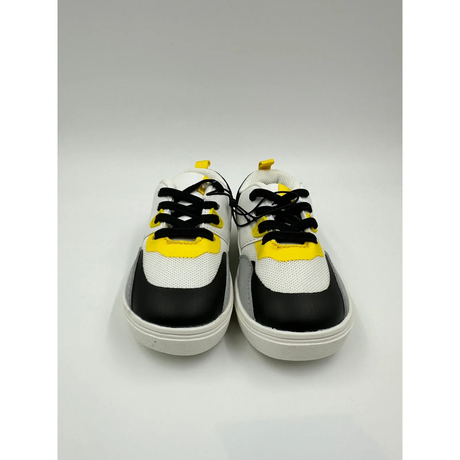 Toddler Size 7, White Fashion Sneaker with Black, Gray & Yellow Accents