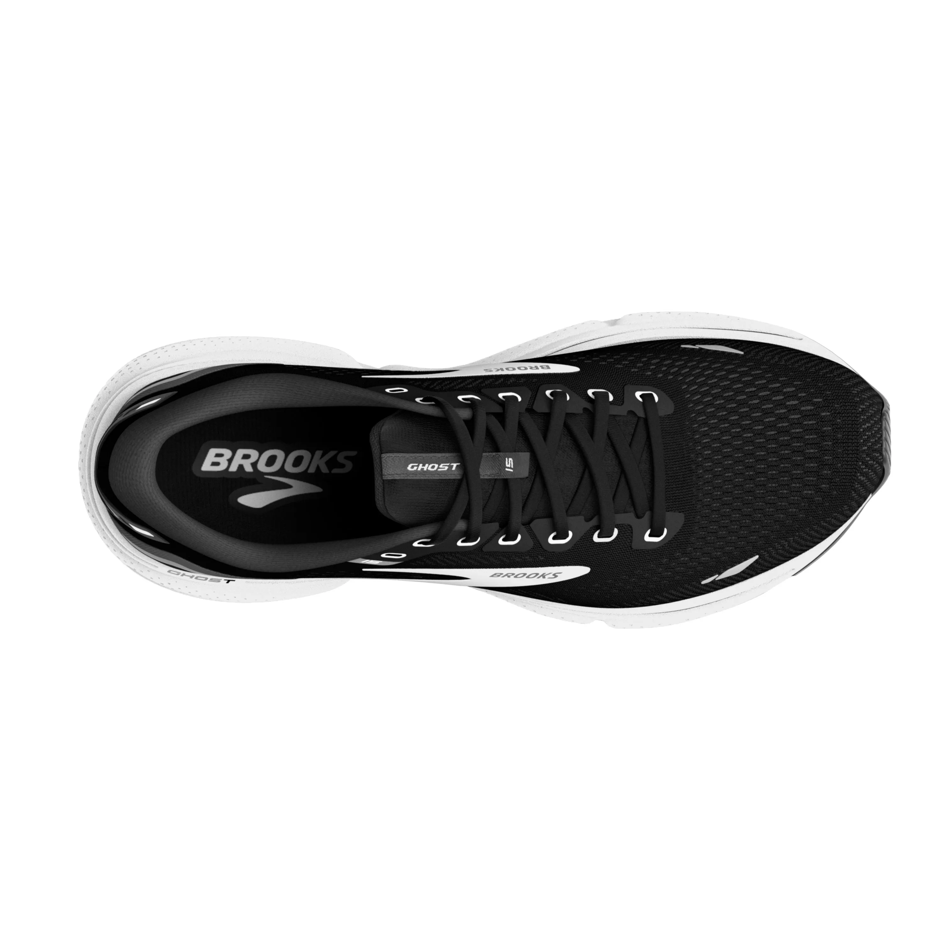 Women's Brooks Ghost 15 1203801D012 Color: Black/Blackened Pearl/White (WIDE WIDTH)