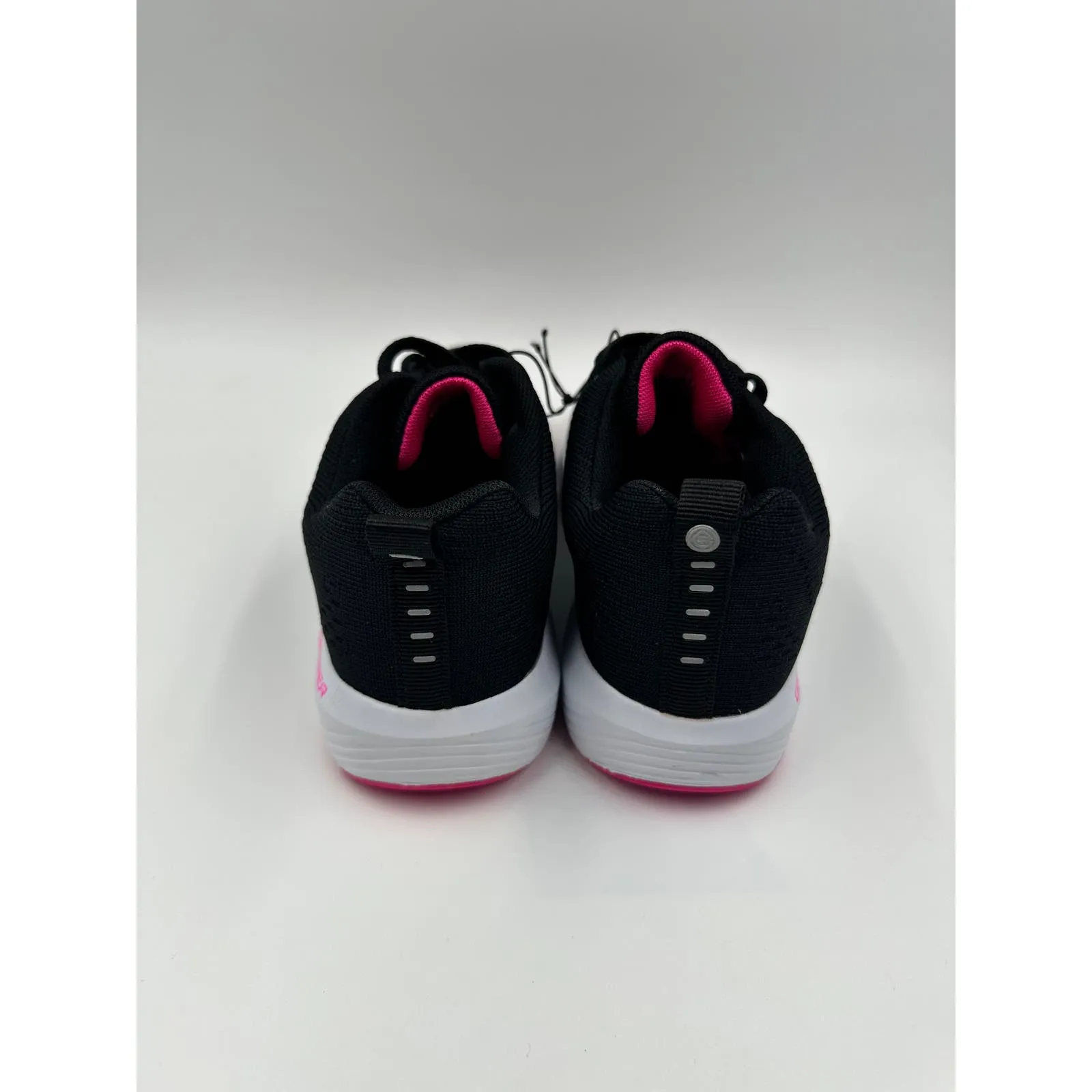 Women's Size 6, Black Running Sneaker w/ Pink Tread & Black to White Ombre Sole