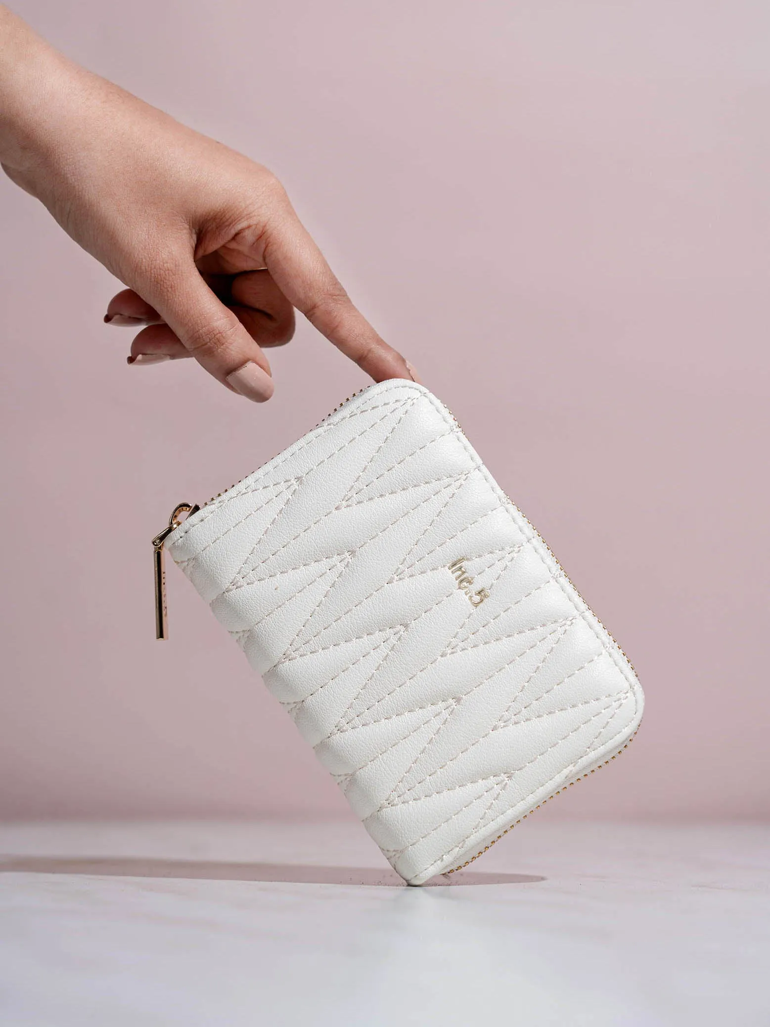 Women's White Textured Bifold Wallet